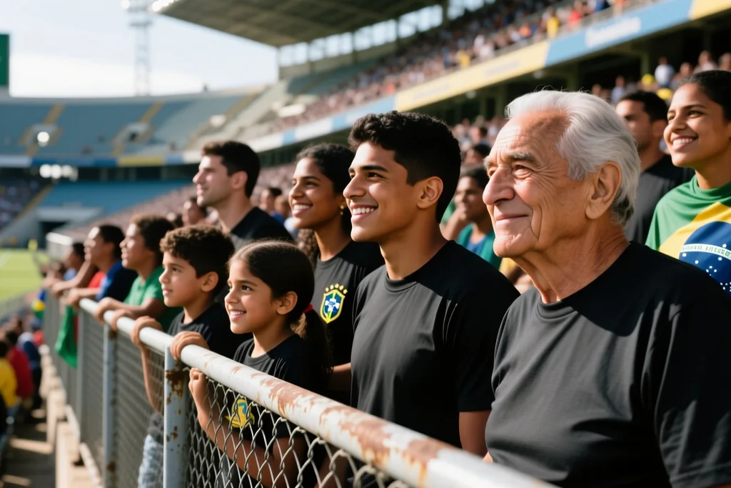 Torcedores separados em setor visitante dentro de estádio compacto na Argentina