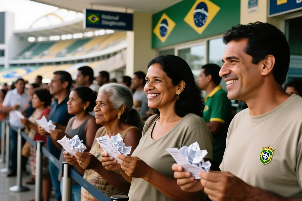 Torcida subindo a rampa de acesso ao estádio em dia de jogo no Rio de Janeiro